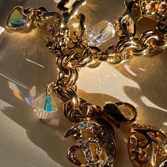 Kirks Folly Aurora Borealis style SWAROVSKI Crystal gold tone bracelet - Picture 9 of 16